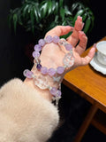 Amethyst & Clear Quartz Bracelet with Crystal Charm